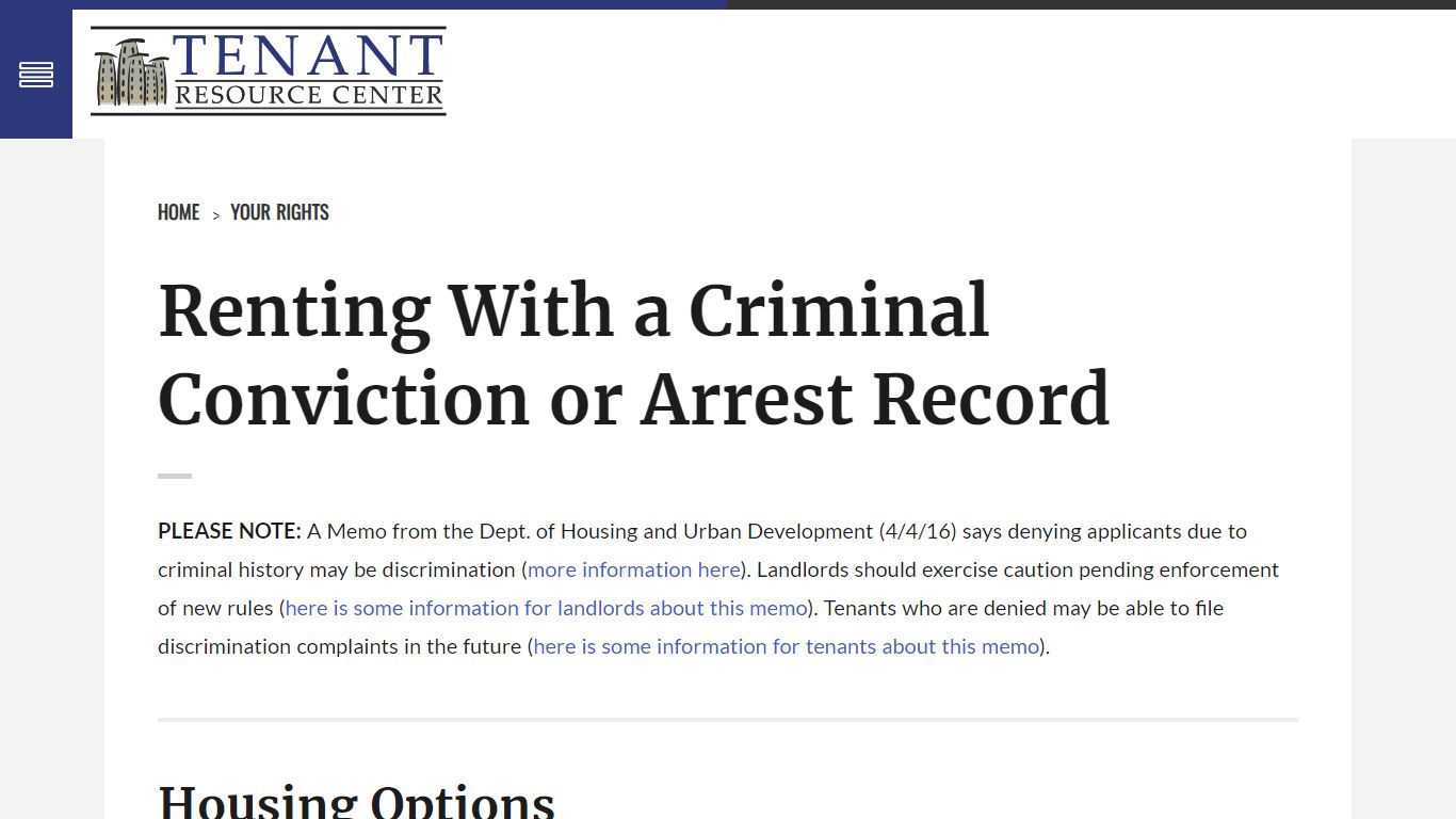 Renting With a Criminal Conviction or Arrest Record - Tenant Resource ...